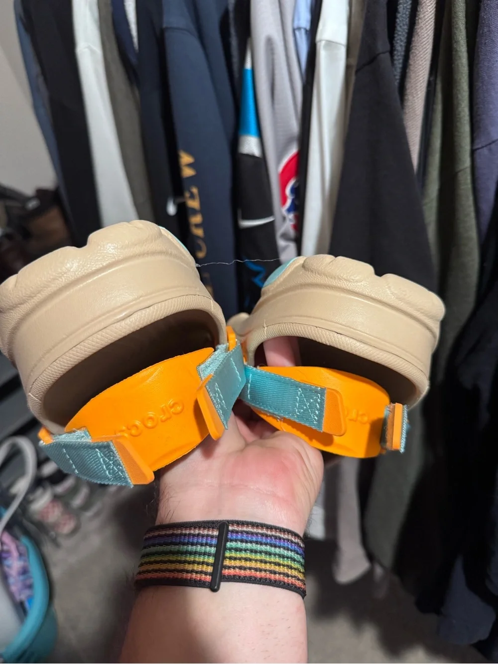 Men’s All-Terrain Tan Crocs Orange Accent Strap